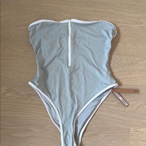 Light Gray/Blue Strapless Swimsuit